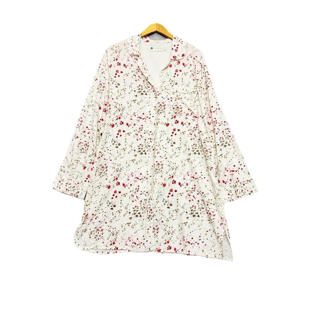 Ella Simone Nightgown Button Front Size XL White Floral Cottagecore Farmhouse